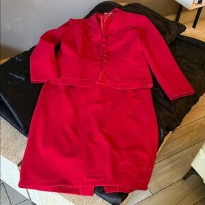 Chic Red Long Sleeve Women's Suit